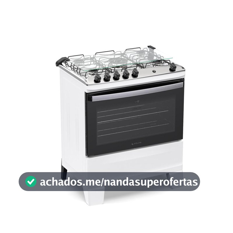 Fogão 5 Bocas Atlas Agile Up com Mesa de Inox A Gás Bivolt