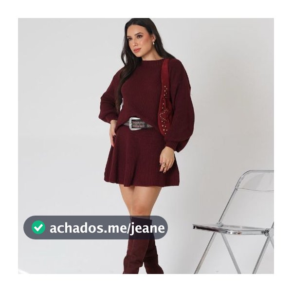Conjunto em Tricot Feminino Saia Godê e Blusa Manga Bufante Moda Blogueira Gringa Tendência Inverno