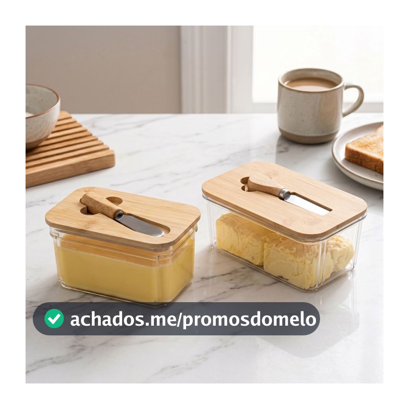 Manteigueira Porta Manteiga Com Tampa De Bambu e Espatula Organização Porta Queijo ENVIO IMEDIATO