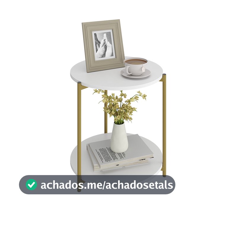 MESA DE CANTO REDONDA CENTRO SALA PEROLA GOLD LUXO 40CM