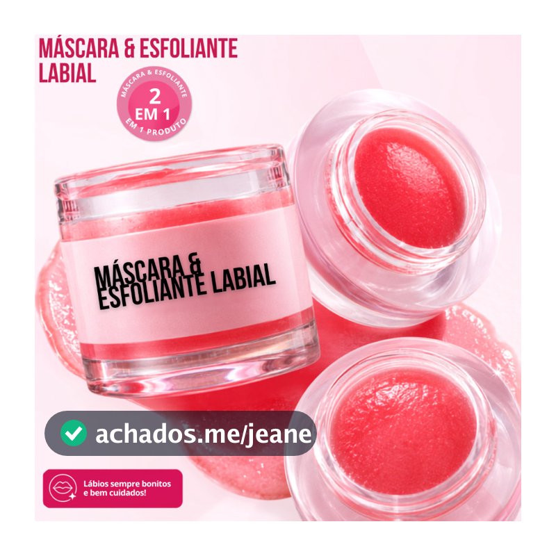 Máscara e Esfoliante Labial 2 em 1 Hidratante Reparador Removedor de Pele Morta Lábios Macios e Hidratados