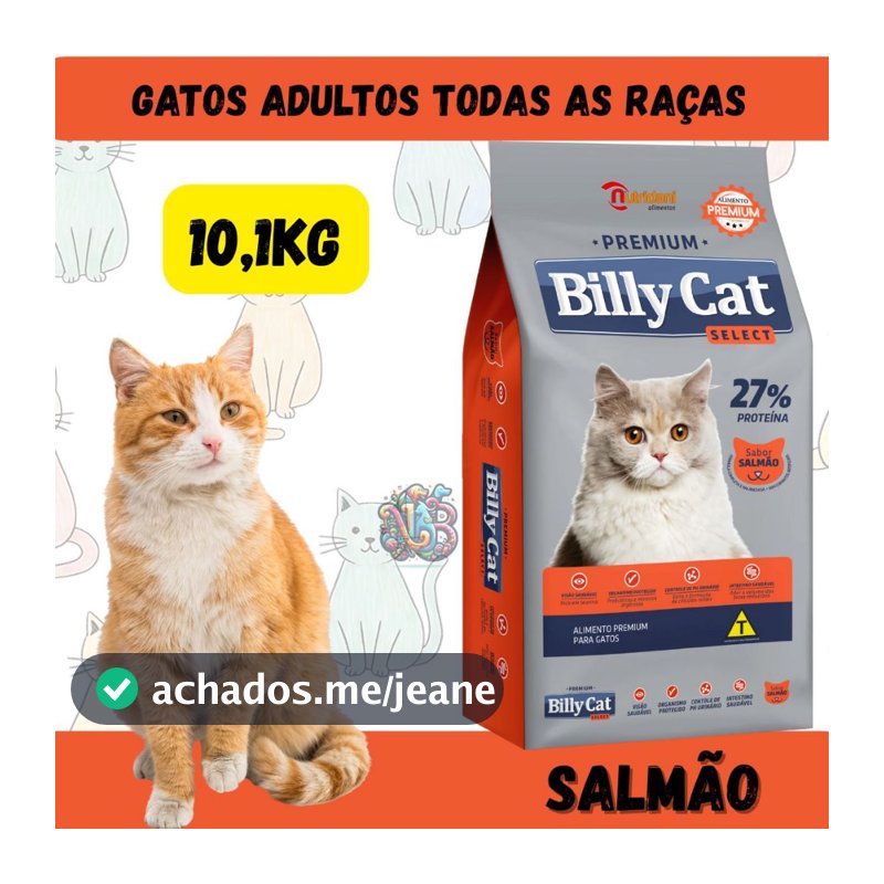 Billy Cat Ração Premium Gatos Adultos Salmão 10kg