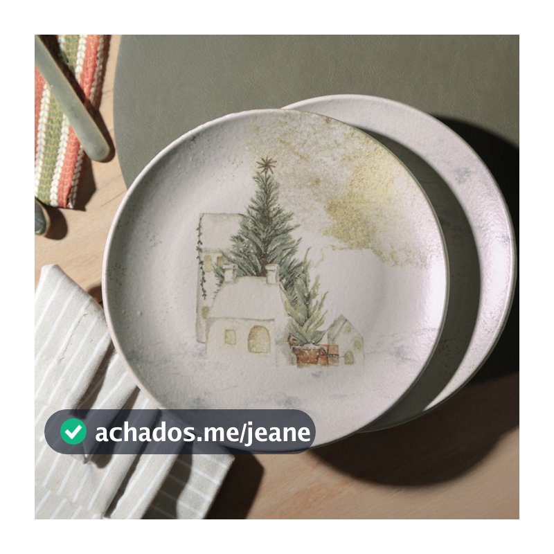Conjunto com 6 Pratos de Sobremesa Coup Stoneware Noite Feliz Ø19,4cm