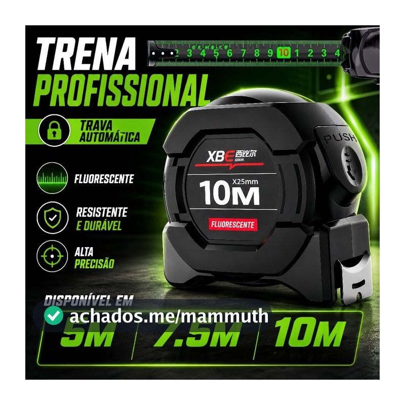 Fita Métrica De Aço carbono De Alta Precisão 5M/7.5M/10M Trena Profissional Fluorescente Trava à Prova D'água