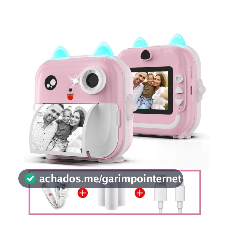 Câmera Fotográfica Infantil Digital que Imprime,Brinquedo De Camera Portátil,Presente Menina Menino de 3,4,5,6,7 anos
