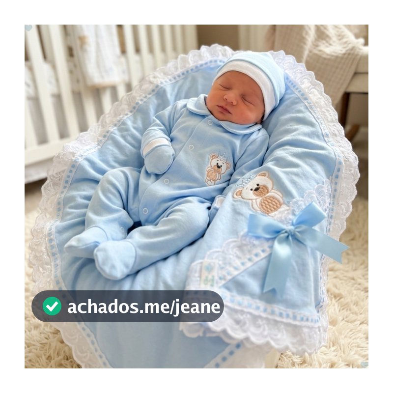 Kit Saída Maternidade Bebê 100% Algodão 4 Peças Bordado Macacão Manta Enxoval Menino Menina RN