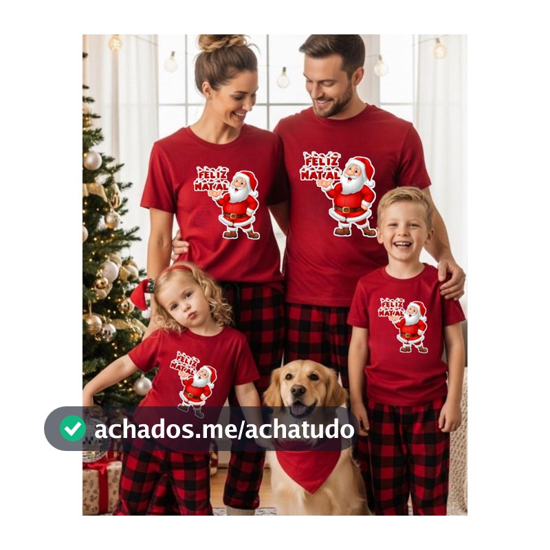 Camisetas de Natal para Família Malha Premium Conforto Alta Qualidade Feliz Natal Papai Noel Festa