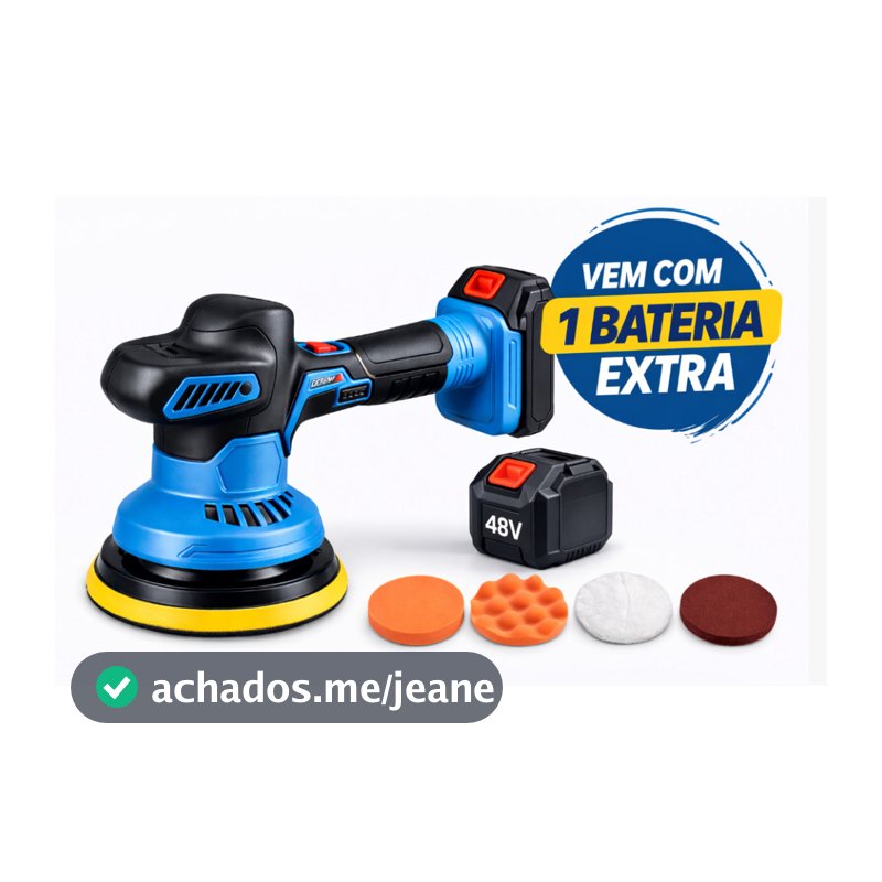 Kit Politriz Lixadeira Máquina De Polir Lustrar Selar Carro 6 Velocidades Restauração de Risco 2 Baterias Recarregavel