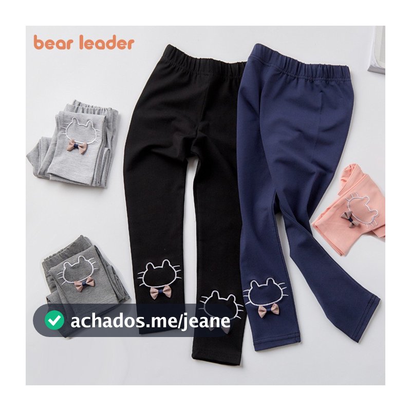 Calça Legging Infantil Feminina Elástica De Algodão Com Estampa De Desenho De Gato 3-8a