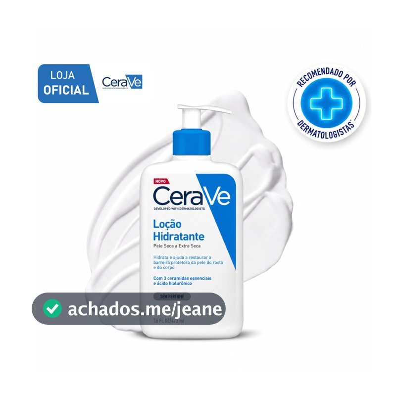 CeraVe, Loção Hidratante Corporal, Textura Fluida e Ácido Hialurônico, 473ml