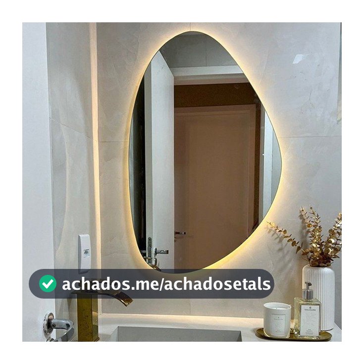 Espelho Orgânico com LED À PILHA ou FONTE Decorativo
