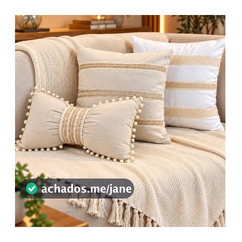 Kit 3 Almofadas Cheias Estilo Boho Chic com Laço – Exclusivo Sofa Cama Posta