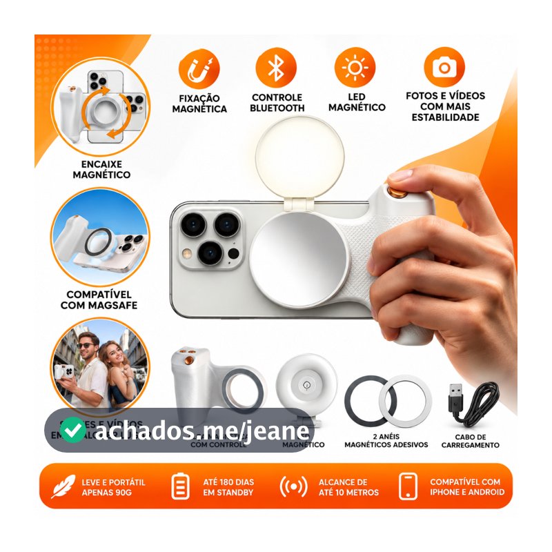 Suporte Magnético Celular Alça Grip Alça Magnética Fotografia MagSafe Controle Remoto Bluetooth
