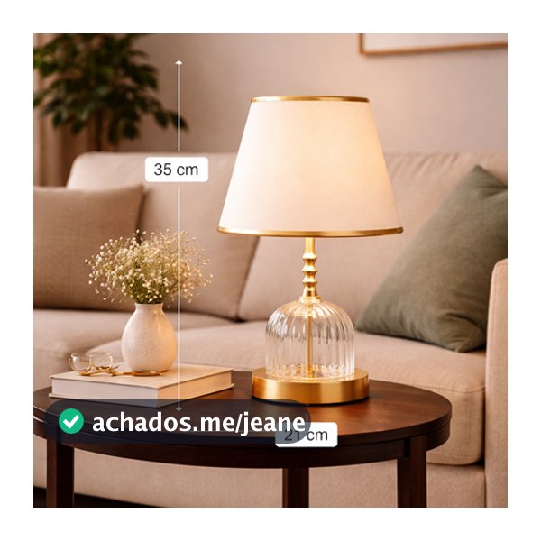 Abajur de Mesa Bivolt Cúpula Base de Metal