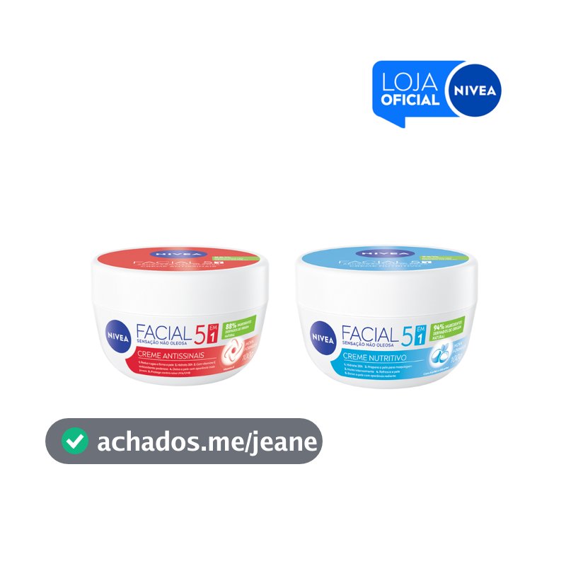 KIT NIVEA Creme Facial Nutritivo 100g + NIVEA Creme Facial Antissinais 100g