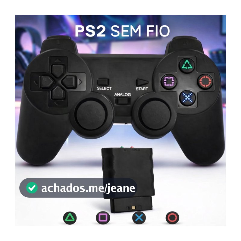 Controle PS2 Sem Fio Joystick Analógico Playstation 2 Ergonomico Wireless Plug Play Gamer