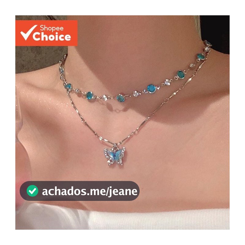 2 cor oceano Original verão legal sentimento borboleta colar acessórios feminino luz luxo nicho clavícula corrente colar