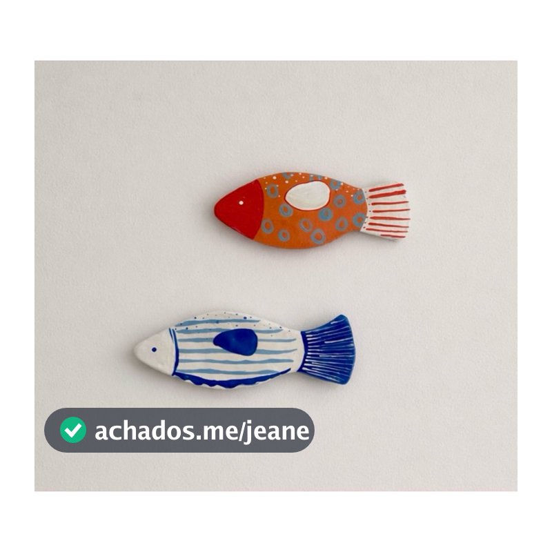 Duplinha de peixes em cerâmica fria para decoração de parede