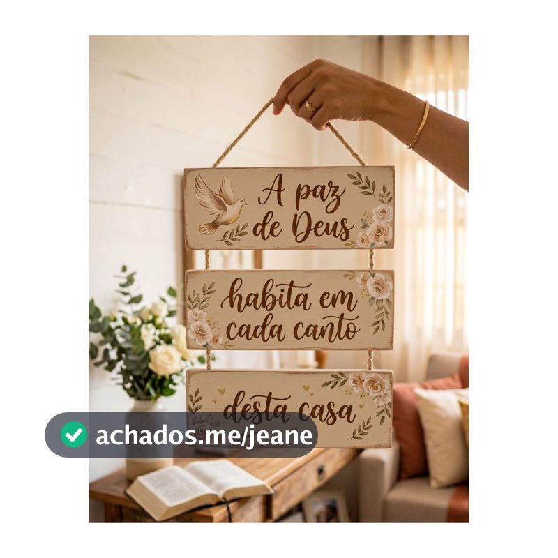 Plaquinha Decorativa MDF com frase religiosa Decoração cristã Lar abençoado Seja Bem Vindo Porta Parede Presente