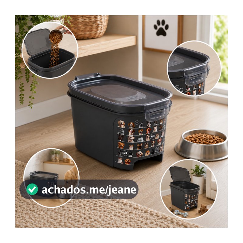 Pote Porta Ração Baixo Com Tampa Hermetica e Dosador Pets 4 L