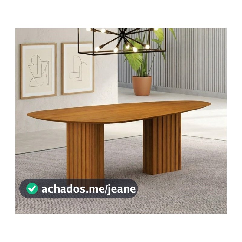 Mesa para Sala de Jantar com Tampo Orgânico 75x180x90cm Marrom/Freijó 180