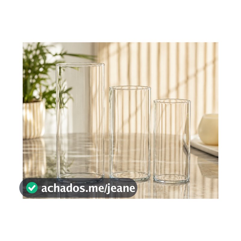 Kit 3 vaso de vidro cilíndrico decorativo tubo transparente decoração arranjo mesa flores