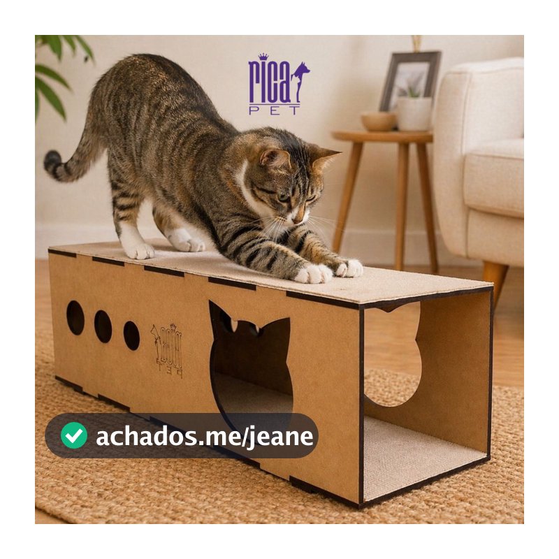 Arranhador Gato Brinquedo Tunel Carpete Duplo Protetor Rampa Premium