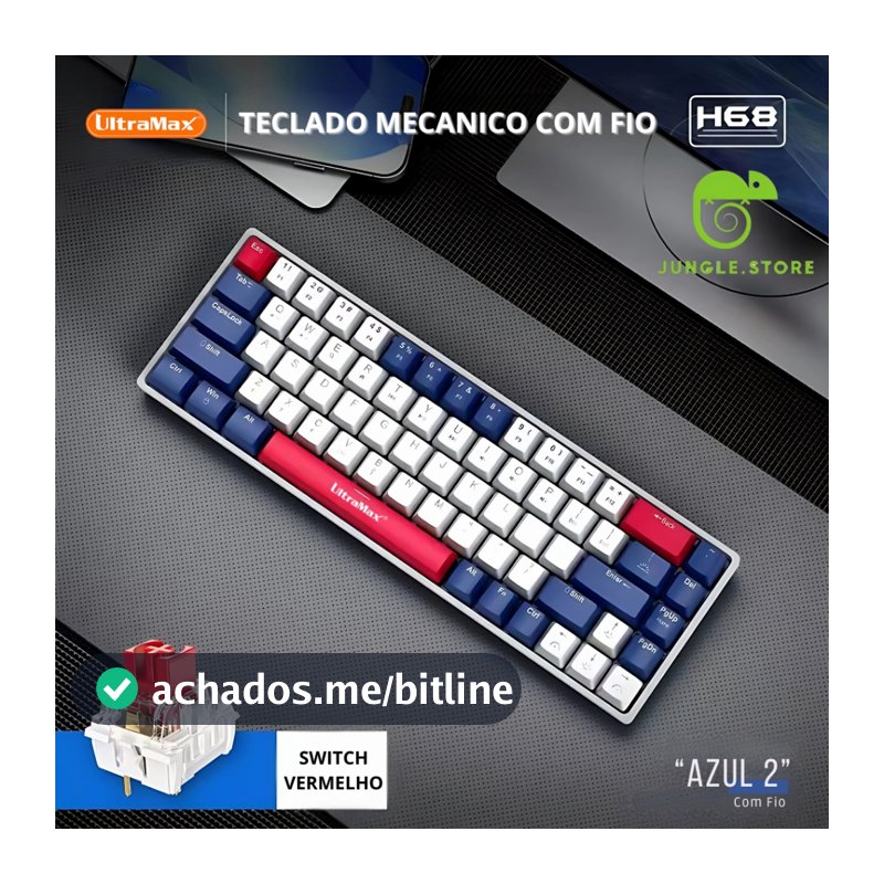 Teclado Gamer/ Escritório Com Fio RGB LED Iluminado  Com 68 Teclados Mecânicos