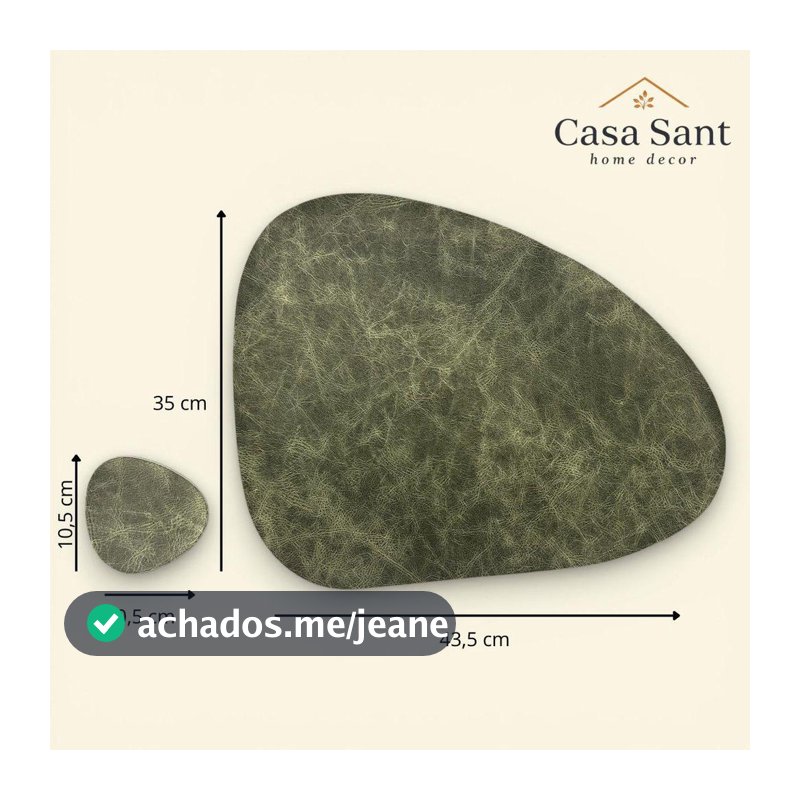 Kit Jogo Americano Orgânico, Sousplat em couro sintético com porta copos para mesa posta