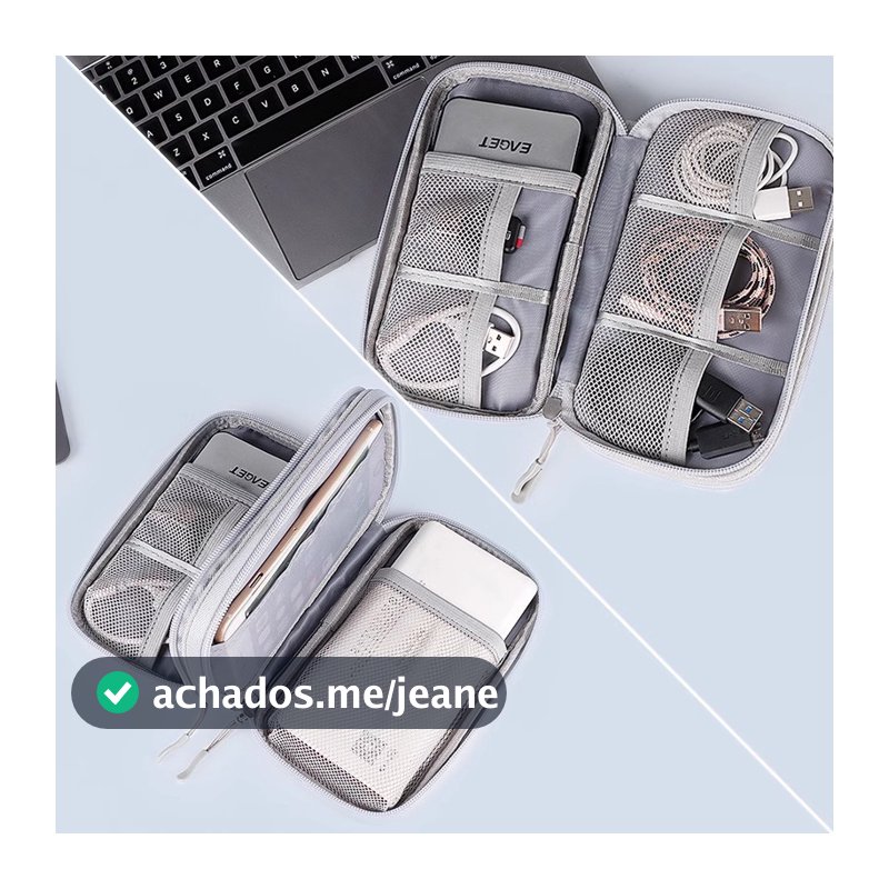 Necessaire Portátil para Armazenamento - Organizadora de Celular, Cabos e Fios