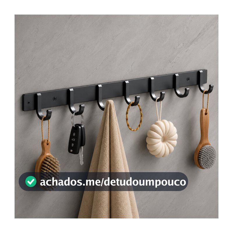 Suporte com Ganchos Modernos Multiuso em Alumínio Ideal para Acessórios, Toalhas, Roupas e Uso Diário