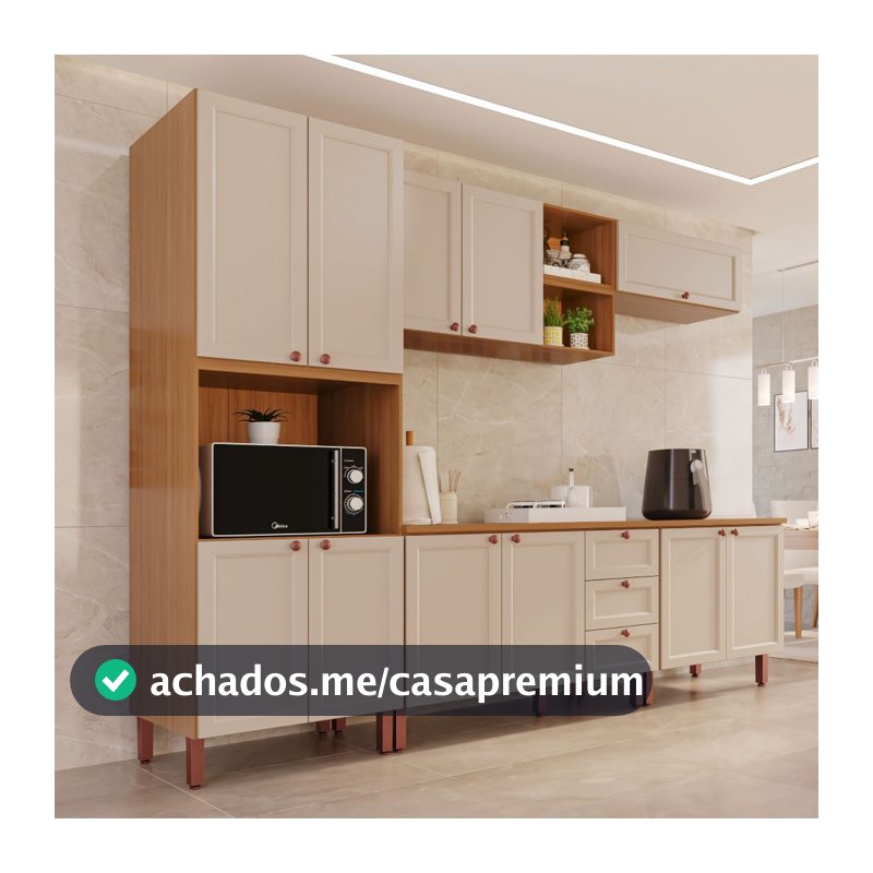 Cozinha Modulada Buenos Aires 100% MDF Móveis Home com 11 Portas + 3 Gavetas