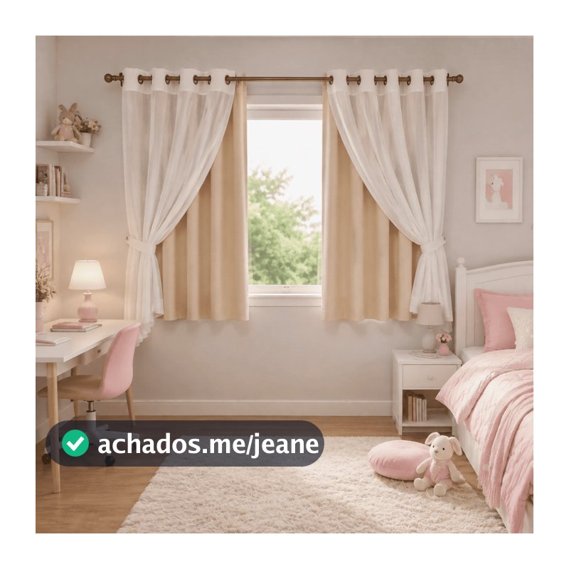 Cortina MADRI LUXO C/ VOIL Branco 2,80x 1,70 metros Decoração Sala Quarto Menino Menina Infantil