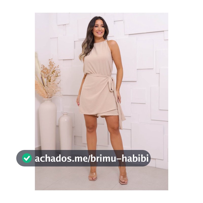 Macaquinho feminino short Saia Amarração Tecido duna