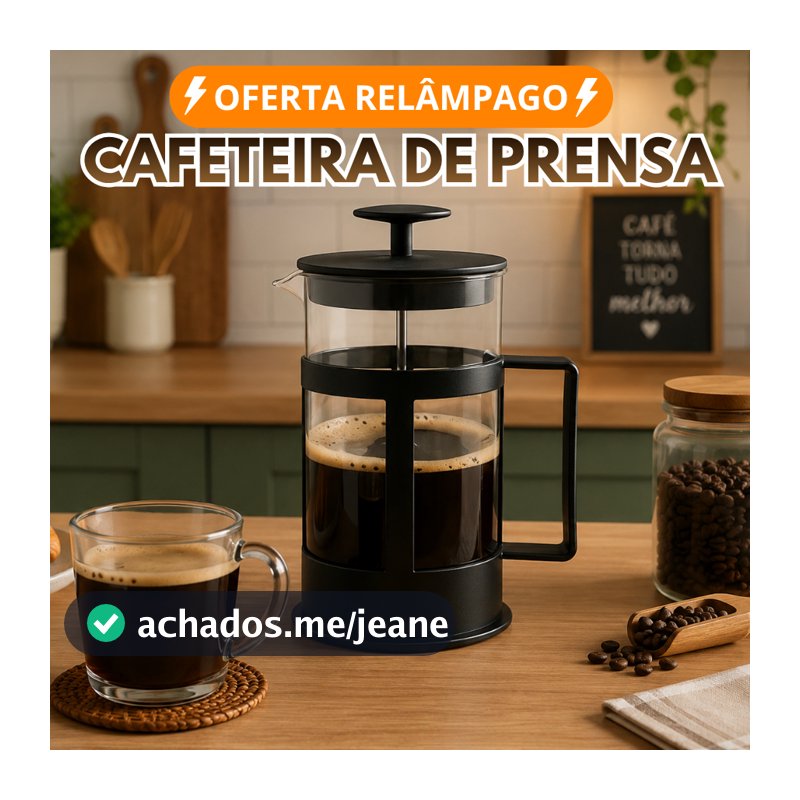 Cafeteira Prensa Francesa em Vidro e Inox Praticidade Coagem Rapida Filtro Removivel