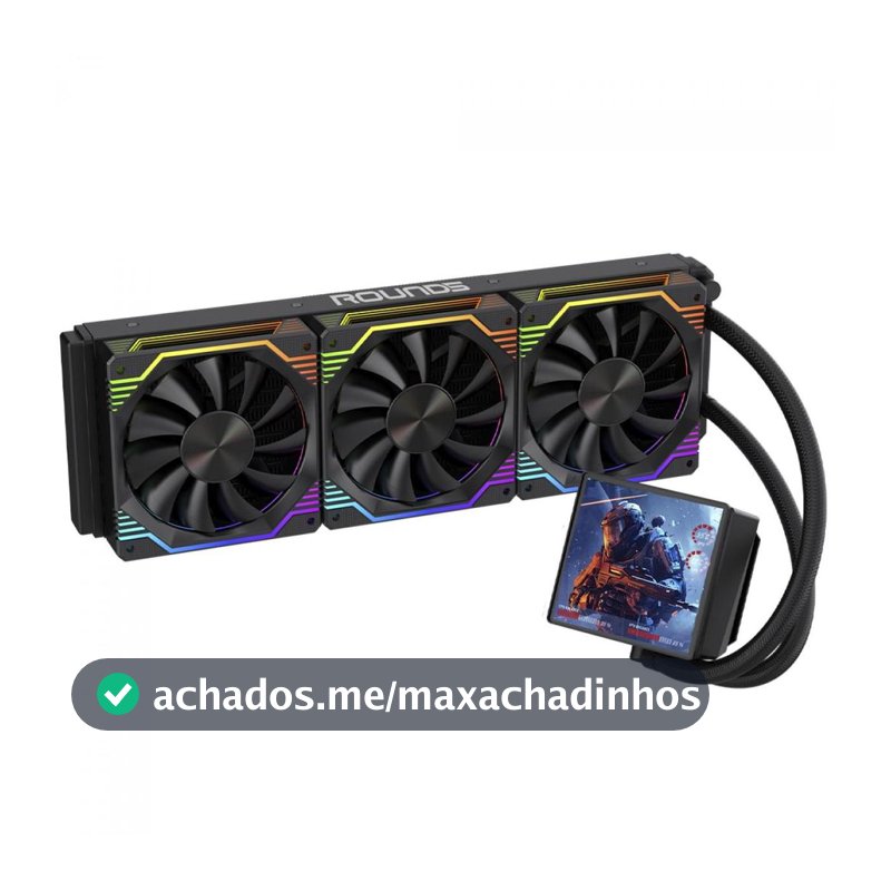 Water Cooler Round5 Zephyro Black, ARGB, 360mm, Com Display LCD, Intel-AMD, PWM, Preto, R5-WC-ZEPHYRO-360B-2224