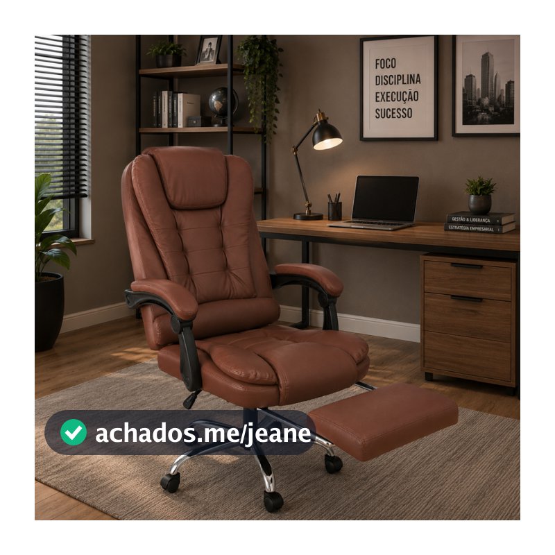 Cadeira De Escritorio Presidente Ergonomica Apoio Para Pés
