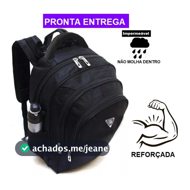 Mochila Bolsa Viagem Trabalho Escola Faculdade Universidade Feminino e Masculino Cor Preta