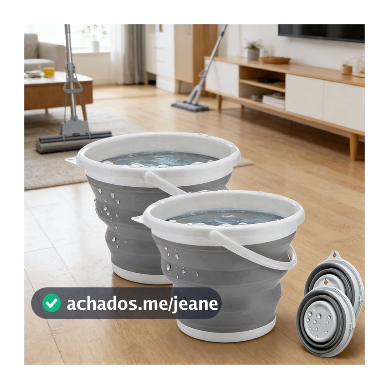 Balde dobrável de silicone de 10 litros - com alça, adequado para camping e uso doméstico.