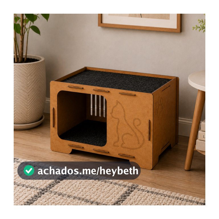 Casa Carpete Toca Gatos Mdf Brinquedo Arranhador Gato Diversão 30x48x30cm