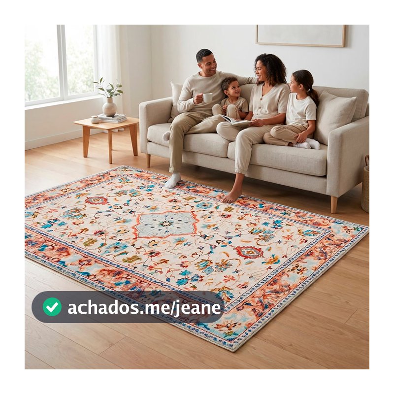 Tapete 1,4 x 2,0 Grande para Sala Quarto Antiderrapante Emborrachado Grosso Antialergico Confortavel