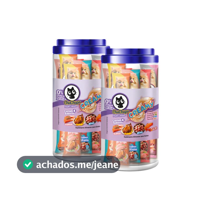 Kit 2 Potes ChuChups Cream Tubo Sortido Para Gatos Premium