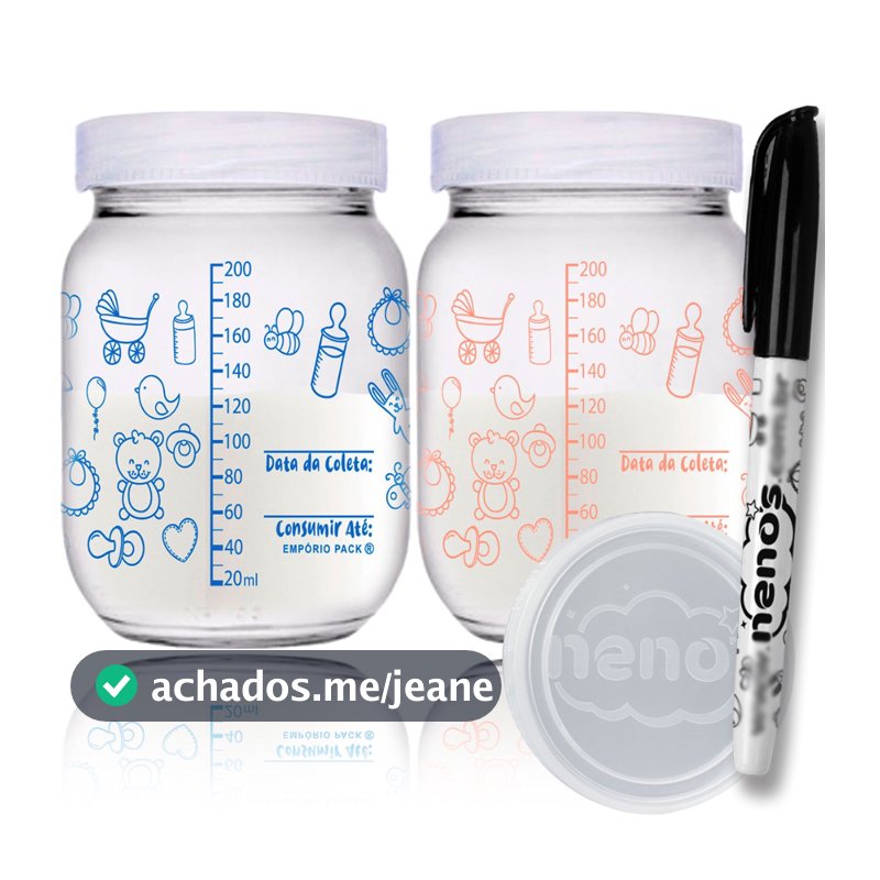 10 Potes de Vidro Armazenar Leite Materno ou Papinha com Graduação 200ml (267.BABY)