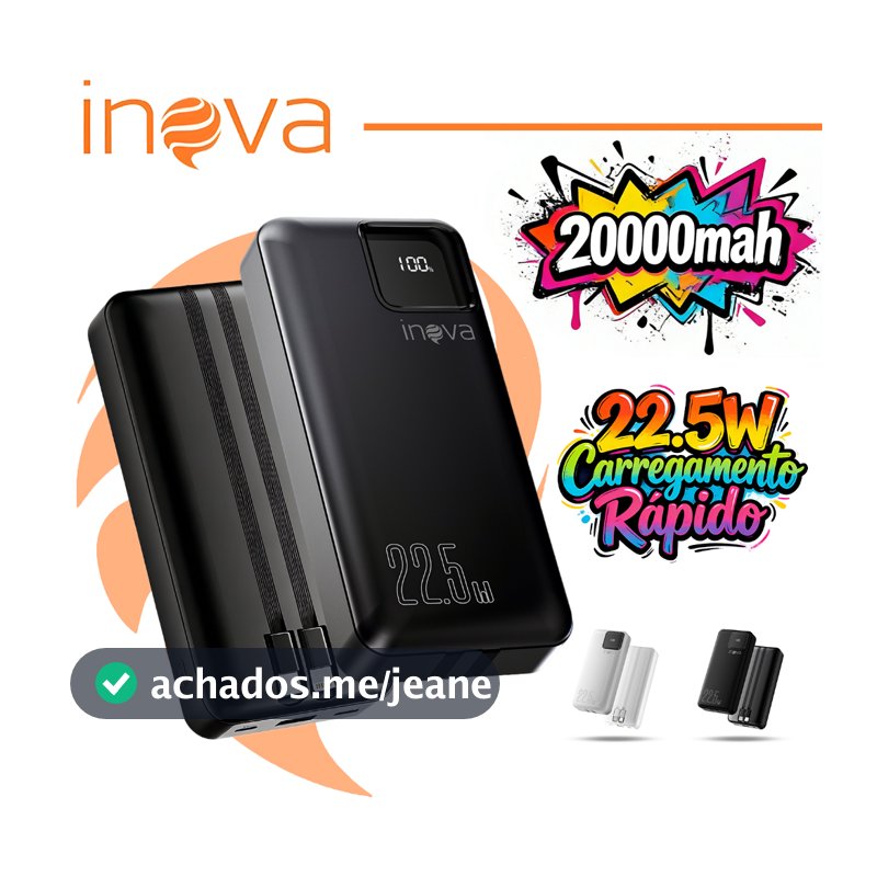Inova carregador portátil 10000/20000mah Power Bank Turbo Com Tela LED Original tipo C para iphone