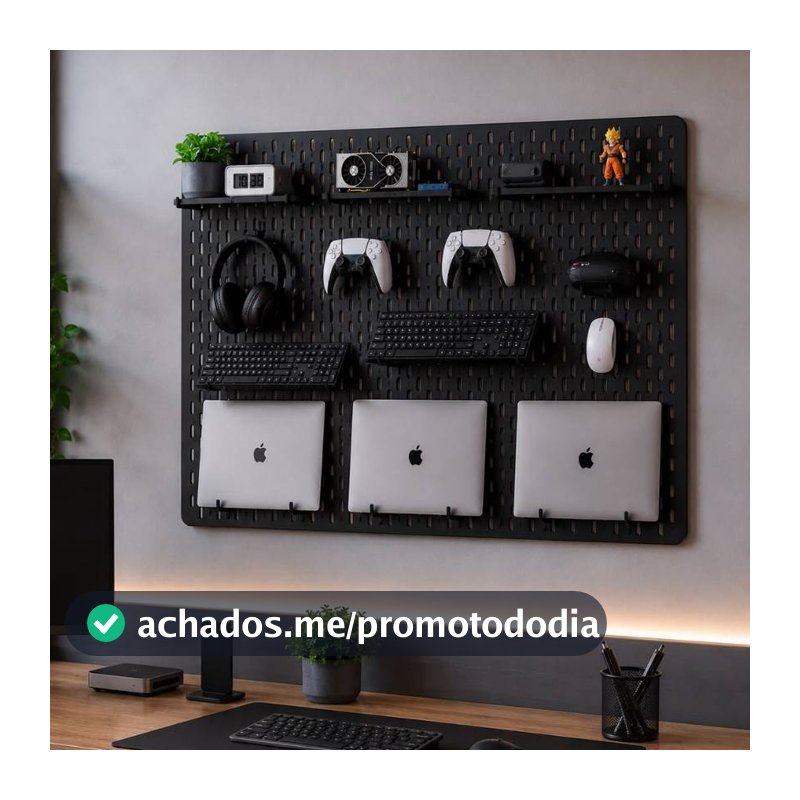 Pegboard G Premium Mdf Setup Gamer Home Office  Preto