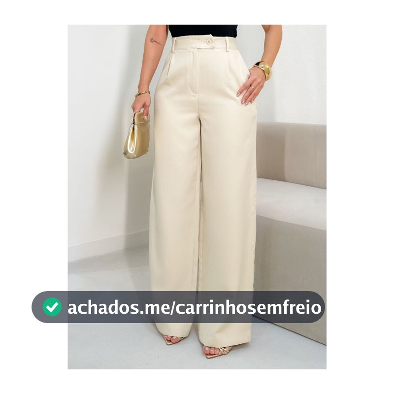 EMILI Calça Alfaiataria Pantalona Feminino Detalhe Em Fecho italiano Cruzado- S851