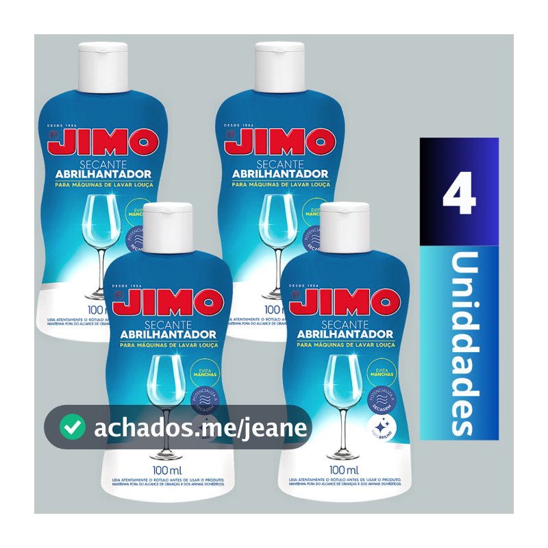 4Un - Secante Abrilhantador Jimo 100ml para Lava Louça