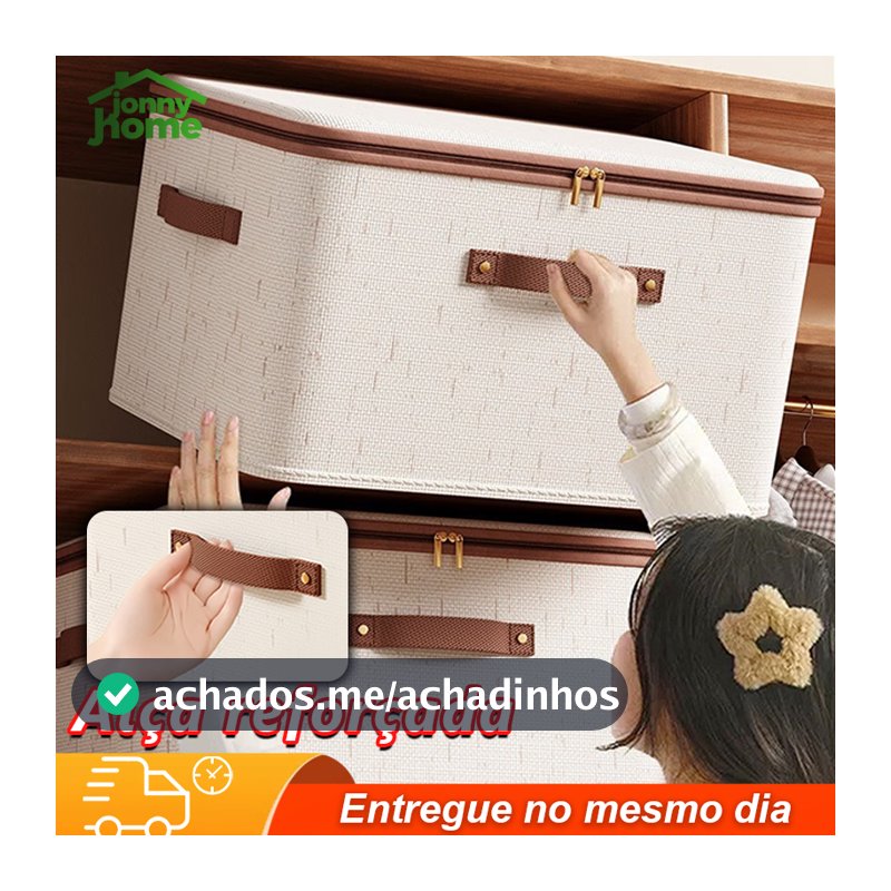 Caixa de armazenamento de 56L roupas de algodão cremalheira  tecido cesta dobrável quarto