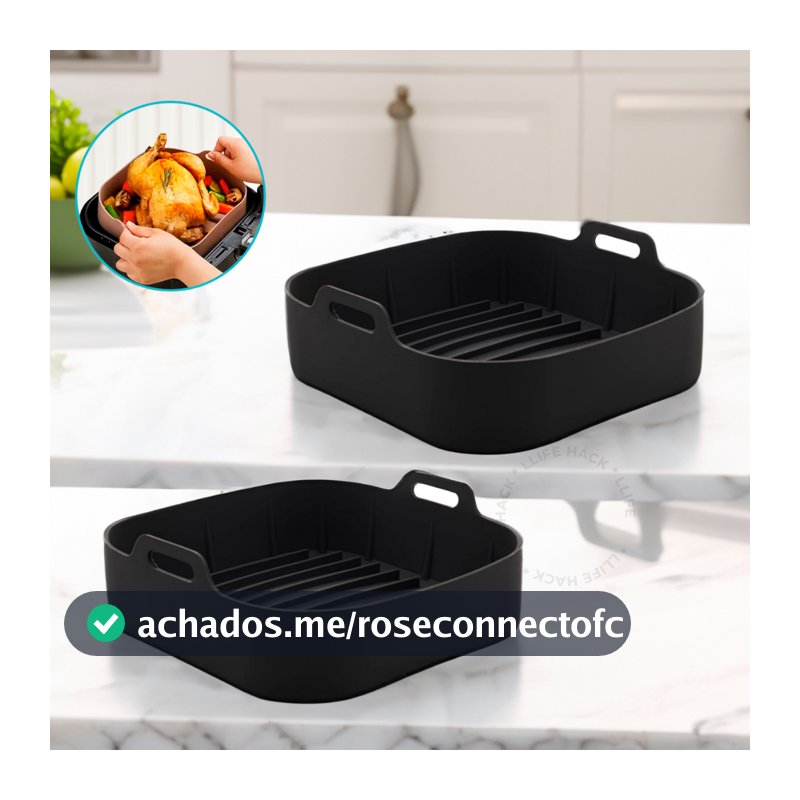Kit 2 Forma De Silicone Quadrada Air fryer Antiaderente Cesto Silicone Fritadeira Elétrica Grande
