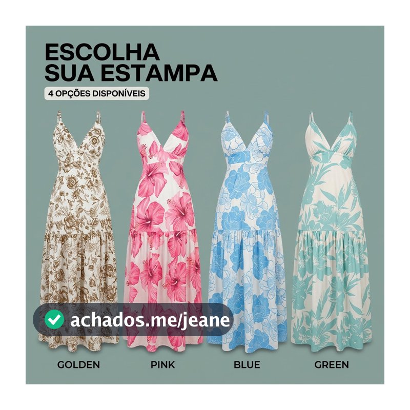 Vestido Longo Feminino Floral Casual Verão Tecido Leve Premium